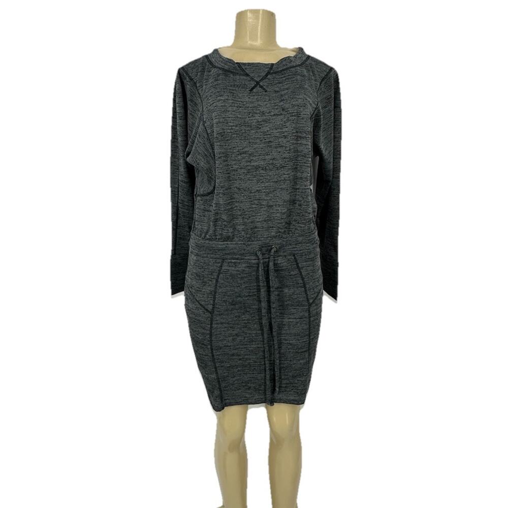 Athleta Small Women Give It All Knit Sweater Dress Grey ZIP Pocket PS02